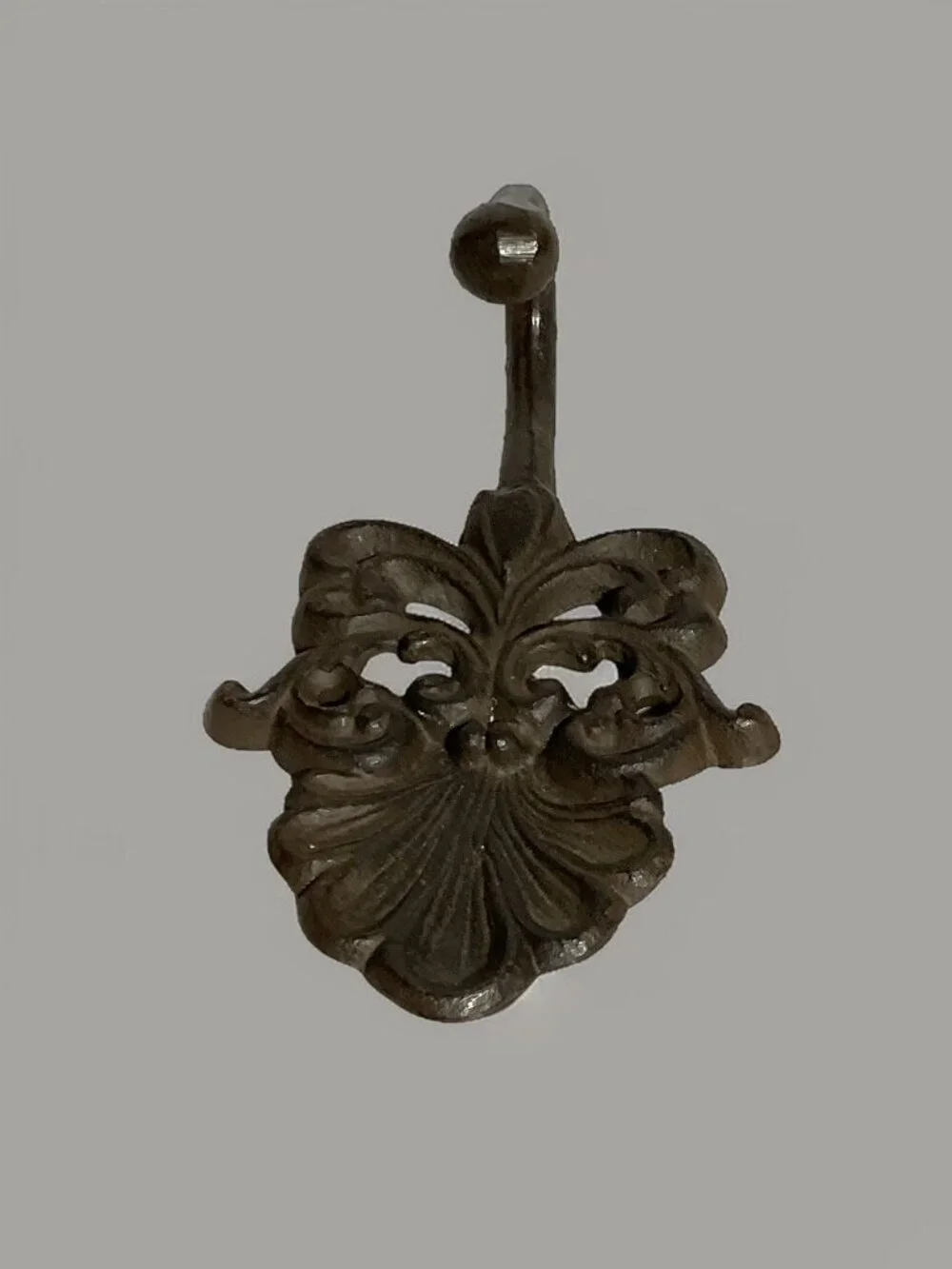Vintage Decorative Cast Iron Wall Hook With Intricate Scroll Design